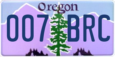 OR license plate 007BRC