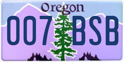 OR license plate 007BSB