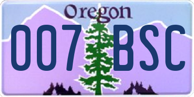 OR license plate 007BSC