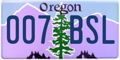 OR license plate 007BSL