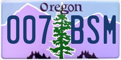 OR license plate 007BSM