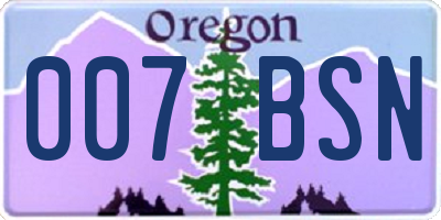 OR license plate 007BSN
