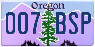 OR license plate 007BSP