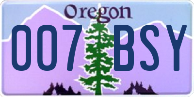 OR license plate 007BSY