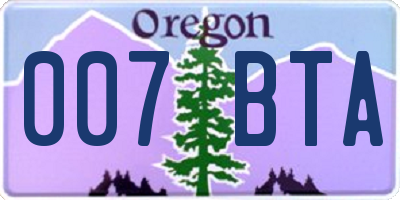 OR license plate 007BTA