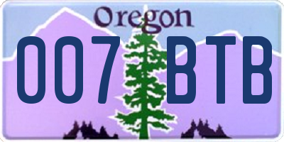 OR license plate 007BTB