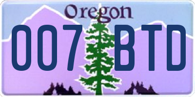 OR license plate 007BTD