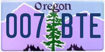 OR license plate 007BTE