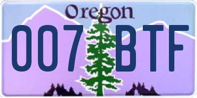OR license plate 007BTF