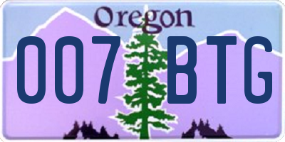 OR license plate 007BTG
