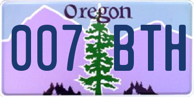OR license plate 007BTH