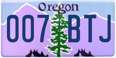 OR license plate 007BTJ