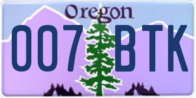OR license plate 007BTK