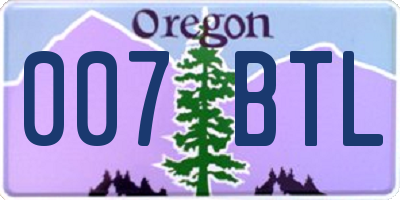 OR license plate 007BTL