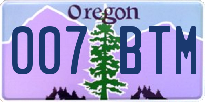 OR license plate 007BTM