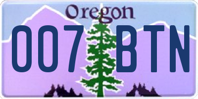 OR license plate 007BTN