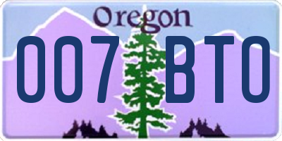 OR license plate 007BTO