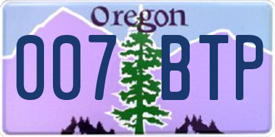 OR license plate 007BTP
