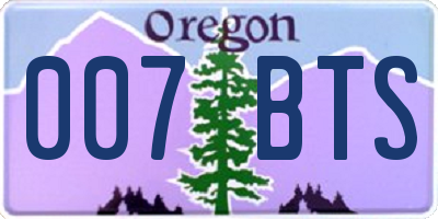 OR license plate 007BTS