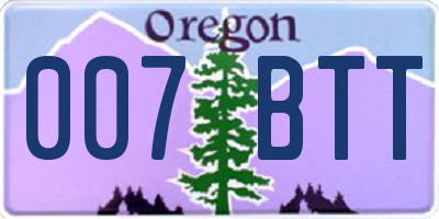 OR license plate 007BTT