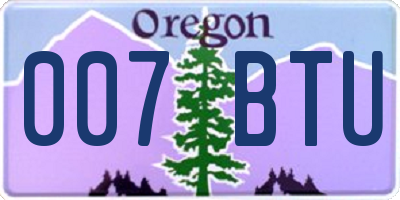 OR license plate 007BTU