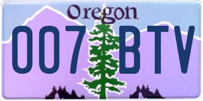 OR license plate 007BTV