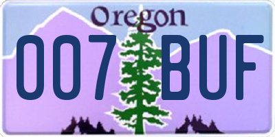 OR license plate 007BUF
