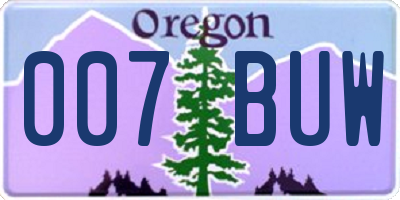 OR license plate 007BUW