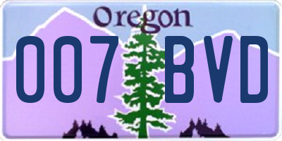 OR license plate 007BVD