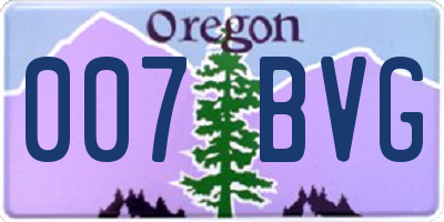 OR license plate 007BVG