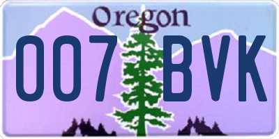 OR license plate 007BVK