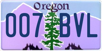 OR license plate 007BVL