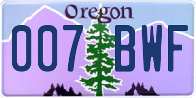 OR license plate 007BWF