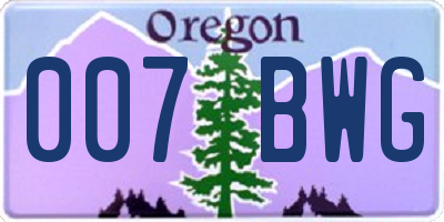 OR license plate 007BWG