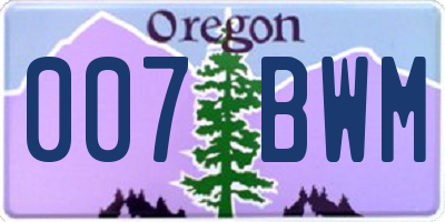 OR license plate 007BWM
