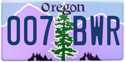 OR license plate 007BWR