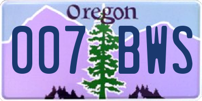 OR license plate 007BWS