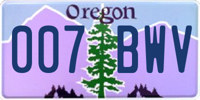 OR license plate 007BWV