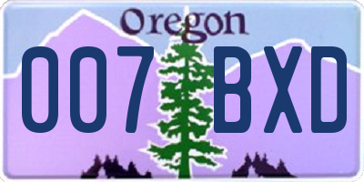 OR license plate 007BXD