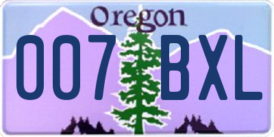 OR license plate 007BXL