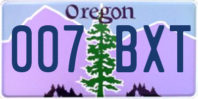 OR license plate 007BXT