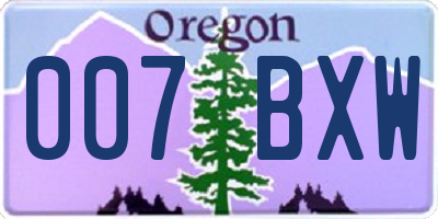 OR license plate 007BXW