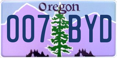 OR license plate 007BYD
