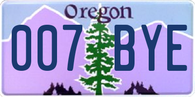 OR license plate 007BYE