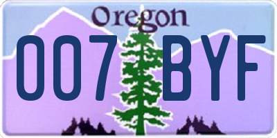 OR license plate 007BYF