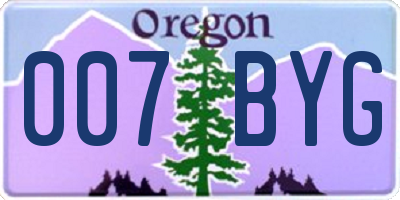 OR license plate 007BYG