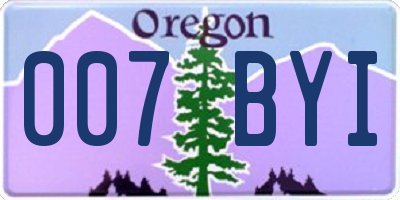 OR license plate 007BYI