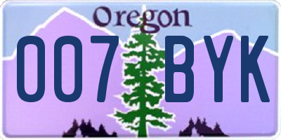 OR license plate 007BYK