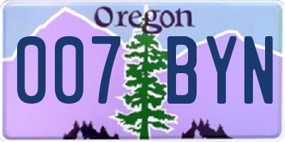 OR license plate 007BYN