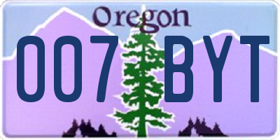 OR license plate 007BYT